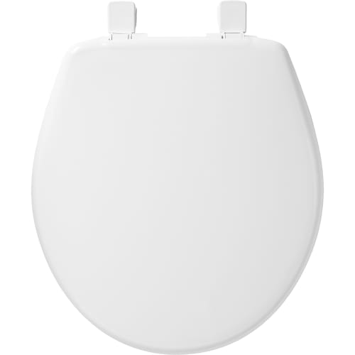 Bemis Toilet Seat, Round Front, Closed Front, White, with Cover, Whisper Close